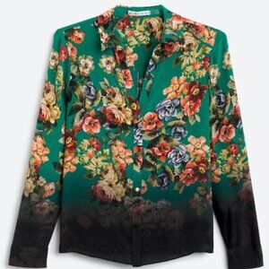 Alice + Olivia Eloise Button Down Blouse - Green - Size Med